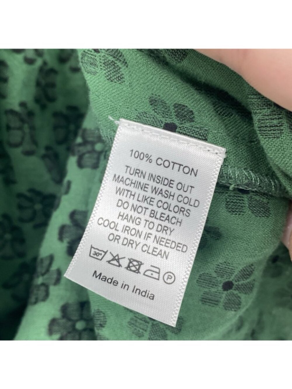 Never A Wallflower Ruffle High Neck Top Size M Green Leaf Embossed Boho Peasant - Picture 5 of 10